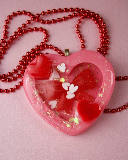 🩷 Lovecore Heart Shaker Necklace (Ribbon Heart Cutie) 🩷