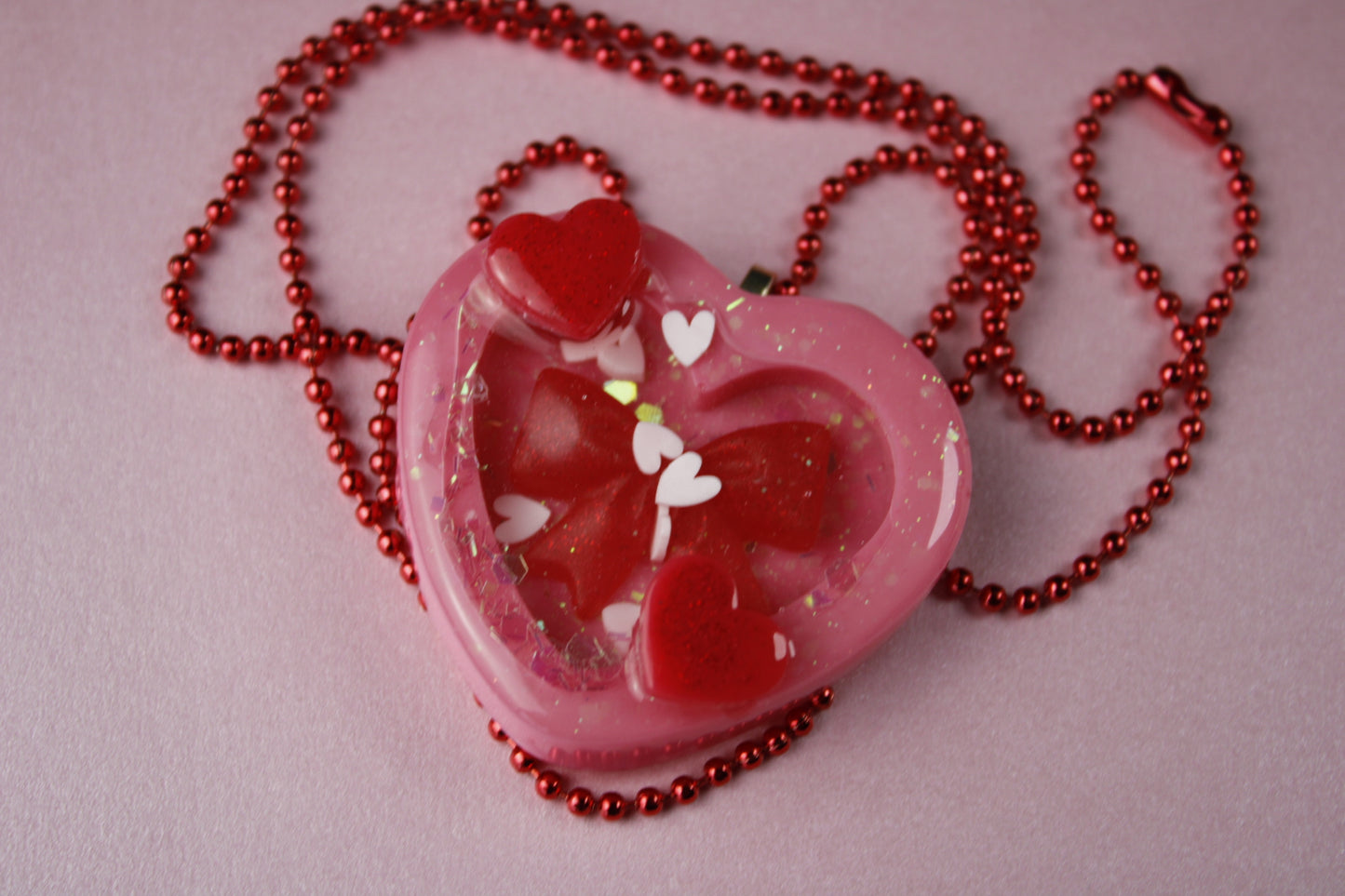 🩷 Lovecore Heart Shaker Necklace (Ribbon Heart Cutie) 🩷