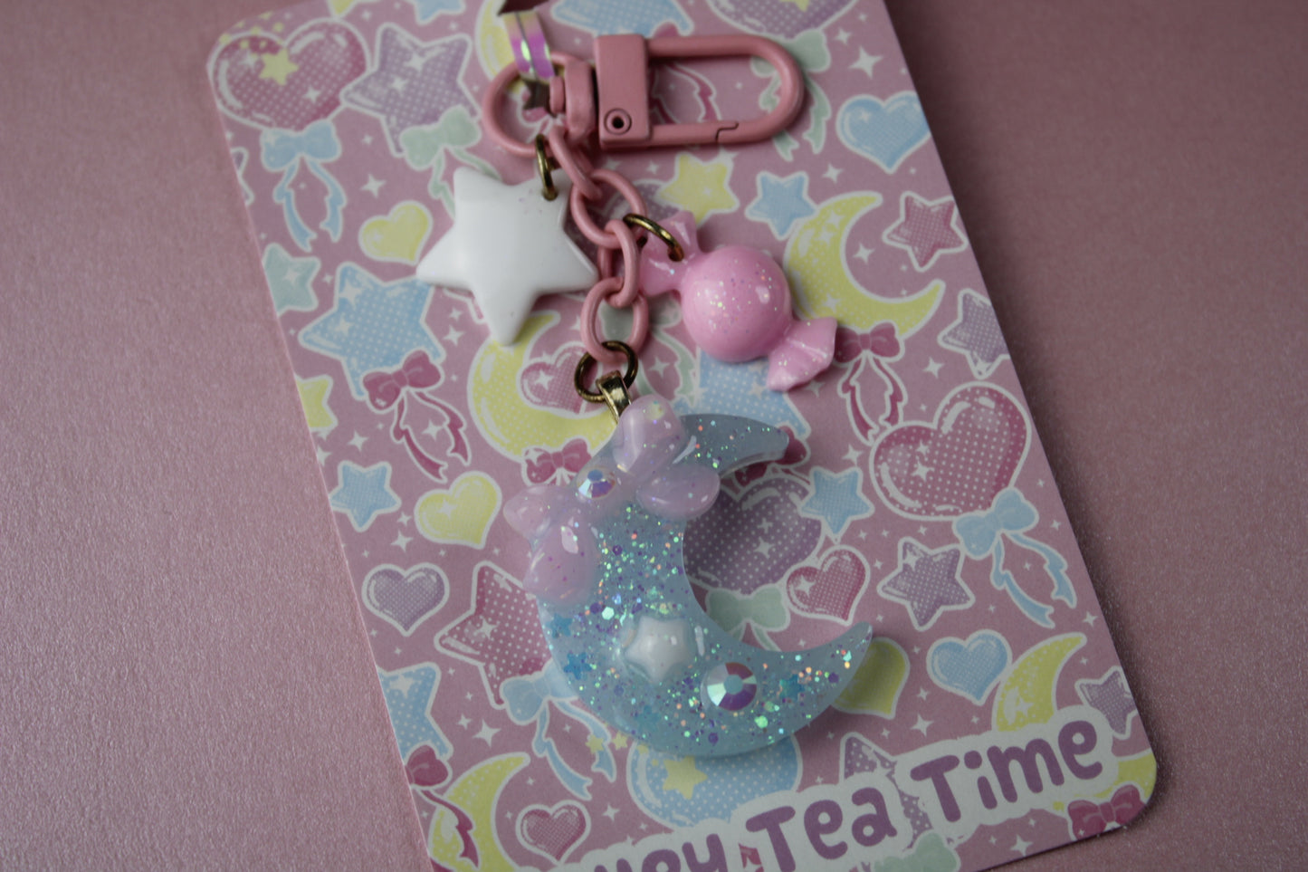 Twinkle Moon Keychain (Blue x Pink x White)