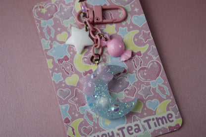 Twinkle Moon Keychain (Blue x Pink x White)