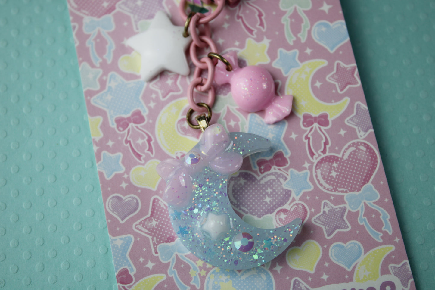 Twinkle Moon Keychain (Blue x Pink x White)