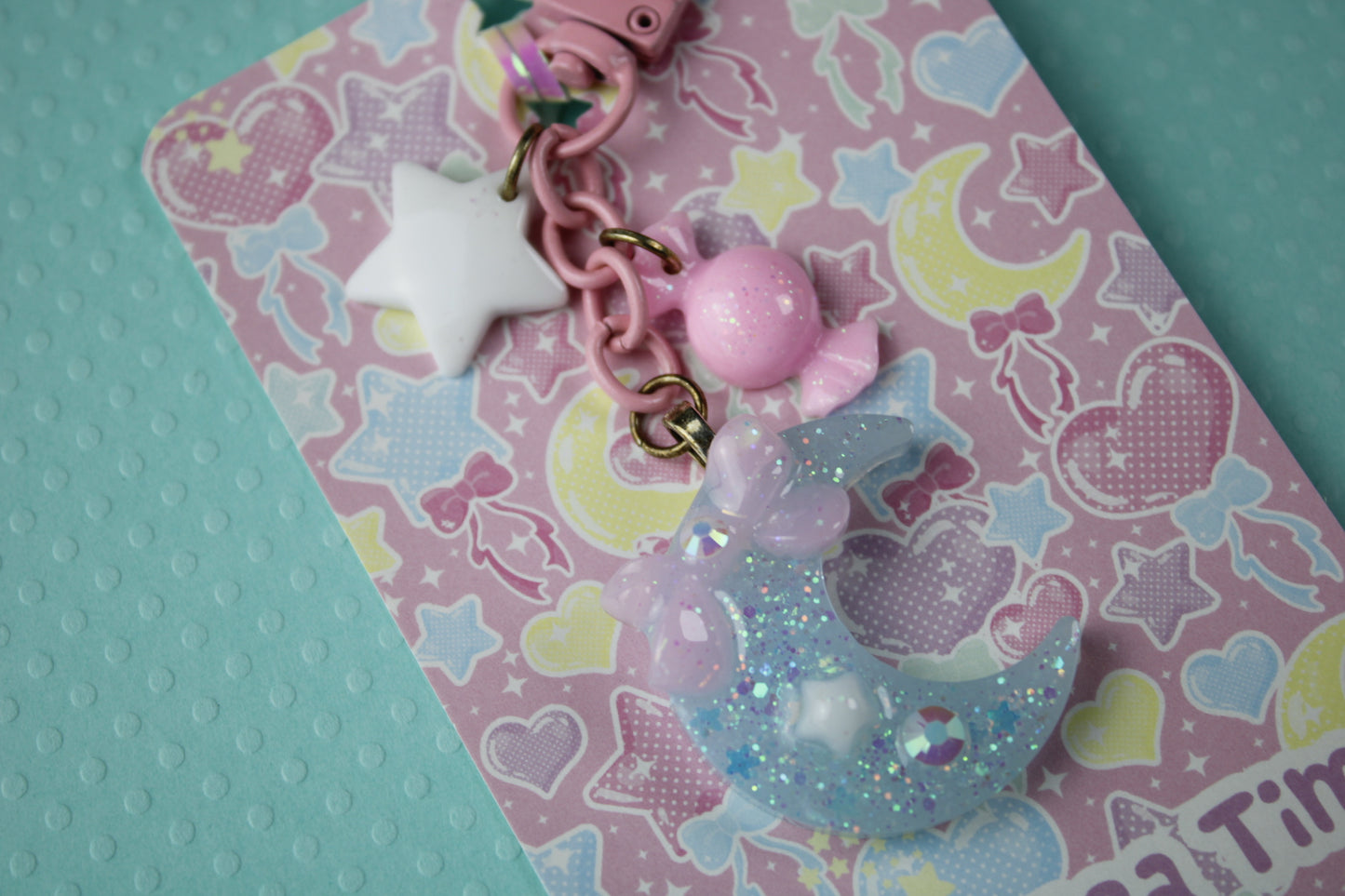 Twinkle Moon Keychain (Blue x Pink x White)