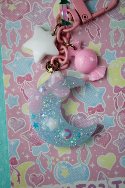 Twinkle Moon Keychain (Blue x Pink x White)