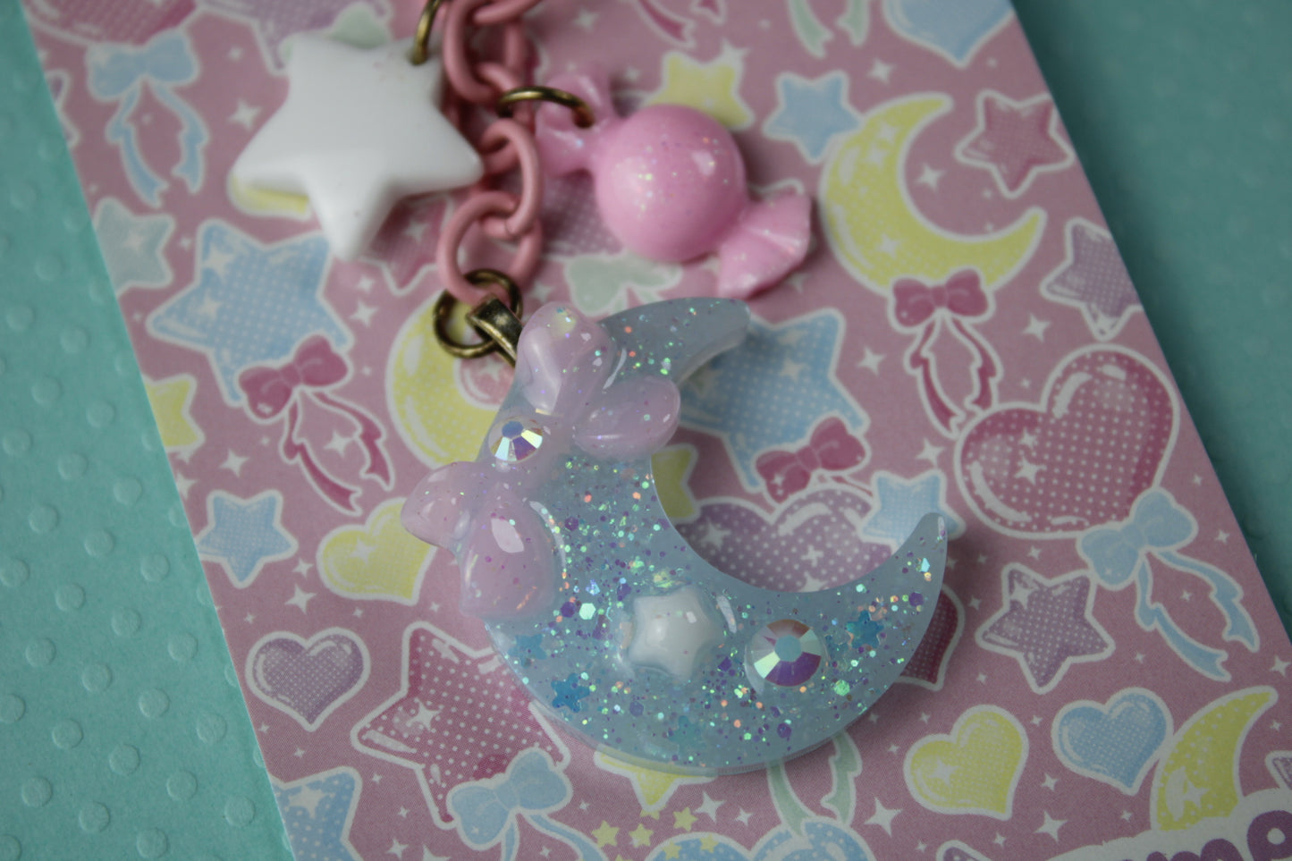 Twinkle Moon Keychain (Blue x Pink x White)