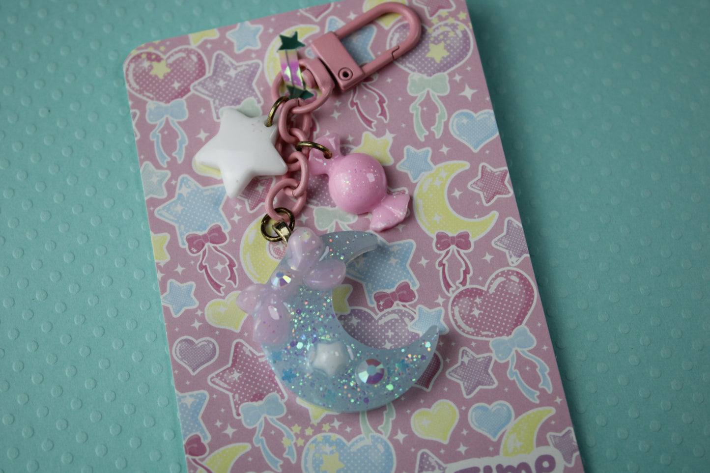 Twinkle Moon Keychain (Blue x Pink x White)
