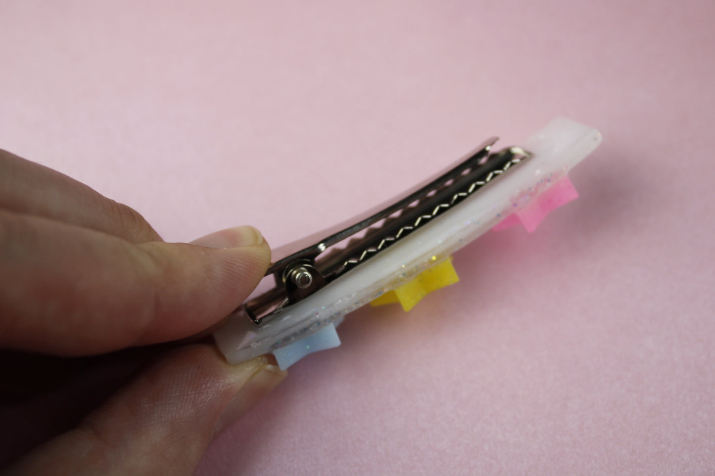 Triple Star Cutie Sparkly Hair Clip (Pink, Yellow, Blue Stars)