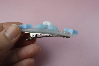 Cute Ribbon Star Sparkly Hair Clip (Blue & White Tenshi Kaiwai)