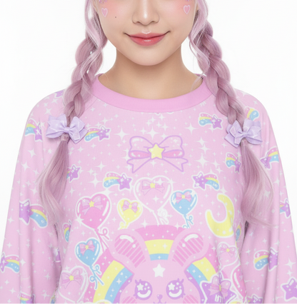 Pastel pink kawaii fashion Harajuku fashion jfashion Japanese street fashion  fairy kei yume kawaii Bubblegum Bunny Women's Mirco Fleece Raglan Sweatshirt cutecore jojifuku magical girl mahou kei