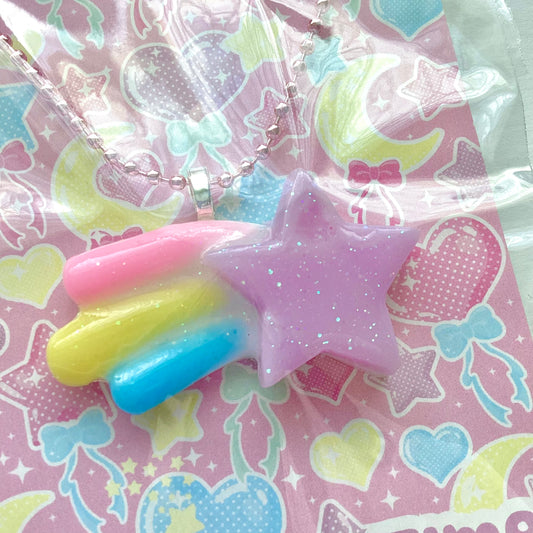 Shooting Star Magic Necklace Mahou Kei Fairy Kei Yume Kawaii (Pastel) Kawaii fashion Jfashion Harajuku style magical girl cutecore jojifuku heisei retro stars