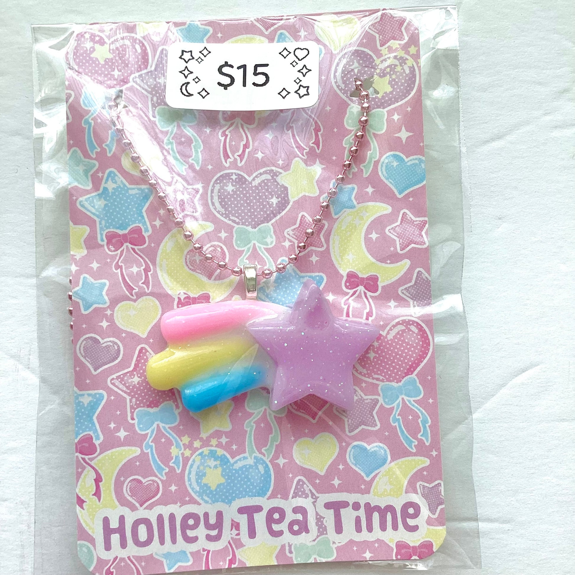 Shooting Star Magic Necklace Mahou Kei Fairy Kei Yume Kawaii (Pastel) Kawaii fashion Jfashion Harajuku style magical girl cutecore jojifuku heisei retro stars