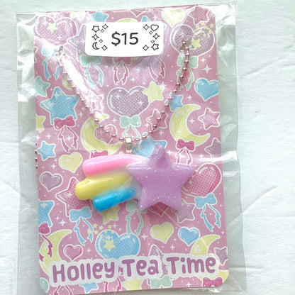 Shooting Star Magic Necklace Mahou Kei Fairy Kei Yume Kawaii (Pastel) Kawaii fashion Jfashion Harajuku style magical girl cutecore jojifuku heisei retro stars