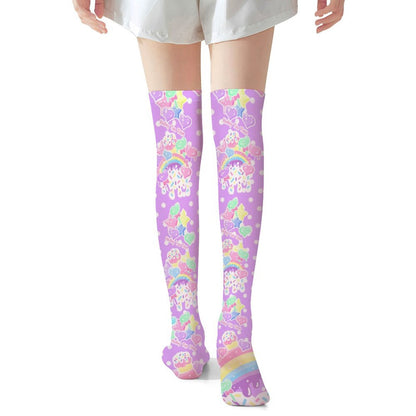 Rainbow Sweets Over Knee Stocking Socks (Purple)