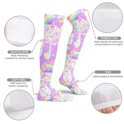 Rainbow Sweets Over Knee Stocking Socks (Purple)