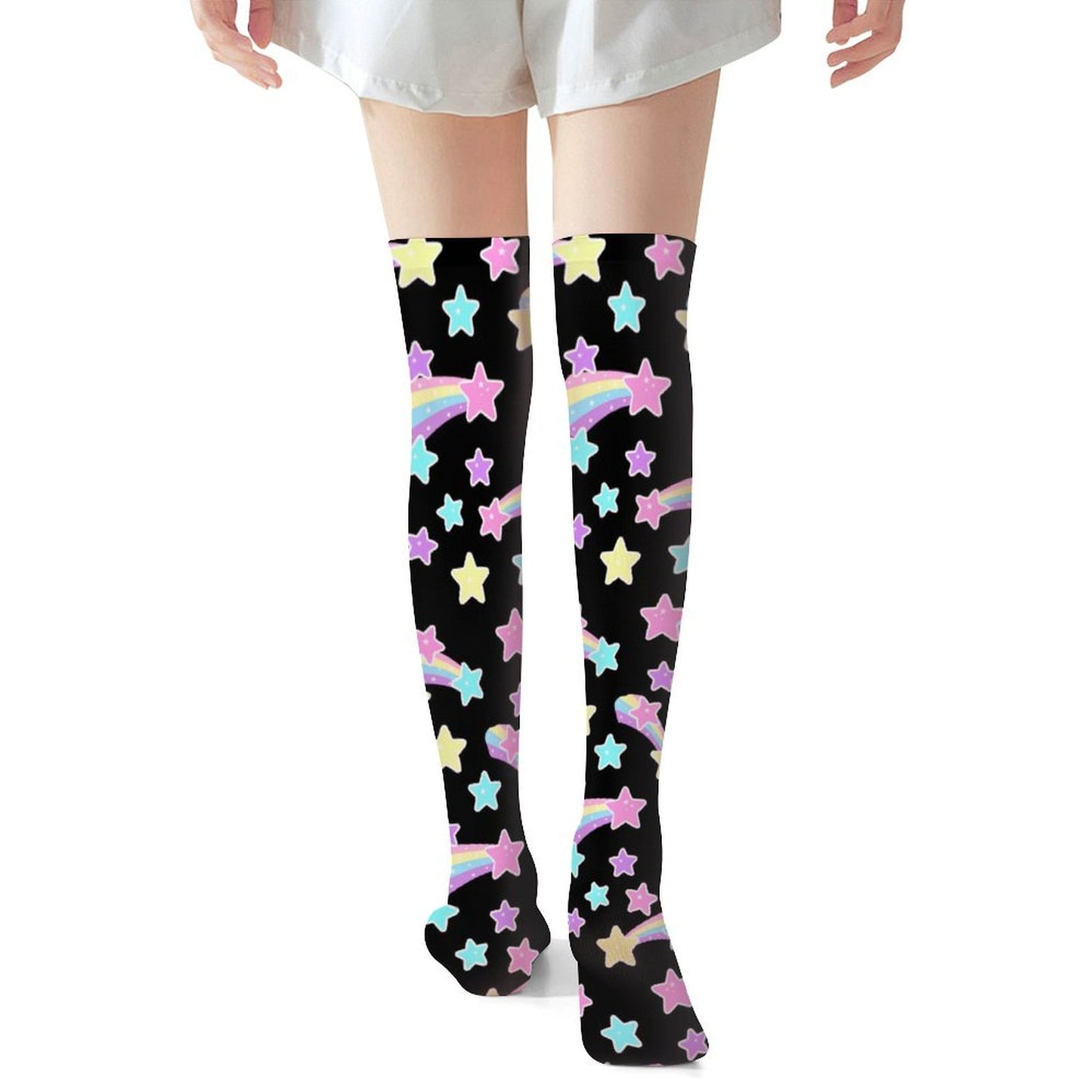 Starry Party Over Knee Stocking Socks (Black)