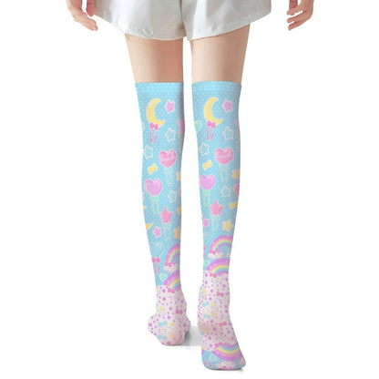 Pastel Party Over Knee Stocking Socks (Blue)