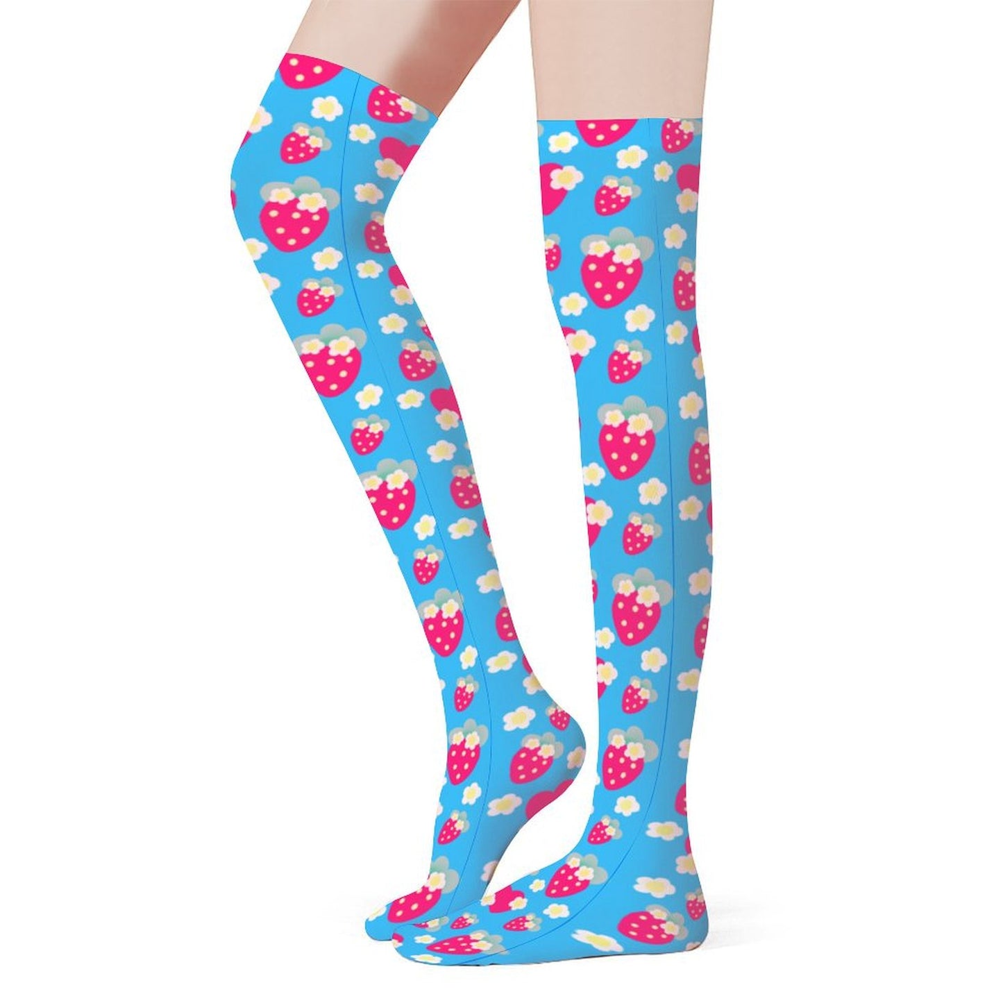 Strawberry Cutie Over Knee Stocking Socks (Soda Pop Fruity Berry Blue)