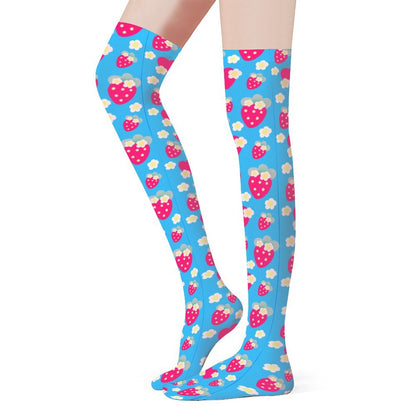 Strawberry Cutie Over Knee Stocking Socks (Soda Pop Fruity Berry Blue)