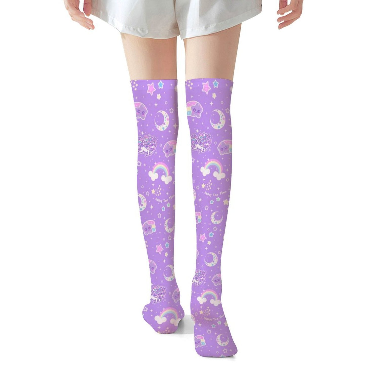 Rainbow Stardust Unicorn Friends Over Knee Stocking Socks