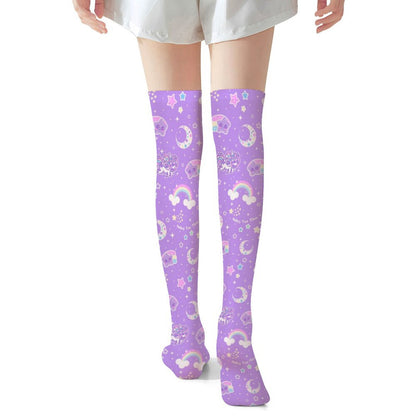 Rainbow Stardust Unicorn Friends Over Knee Stocking Socks