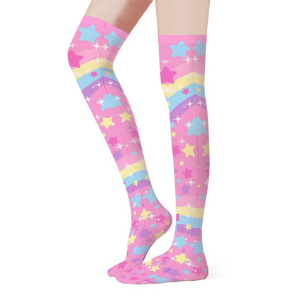 Bubbles Rainbow Land Over Knee Stocking Socks