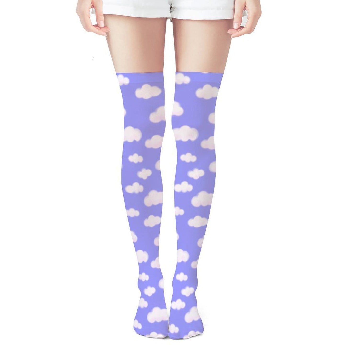 Dreamy Clouds Over Knee Stocking Socks (Periwinkle)