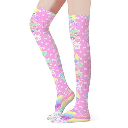Rainbow Sweets Over Knee Stocking Socks (Pink)