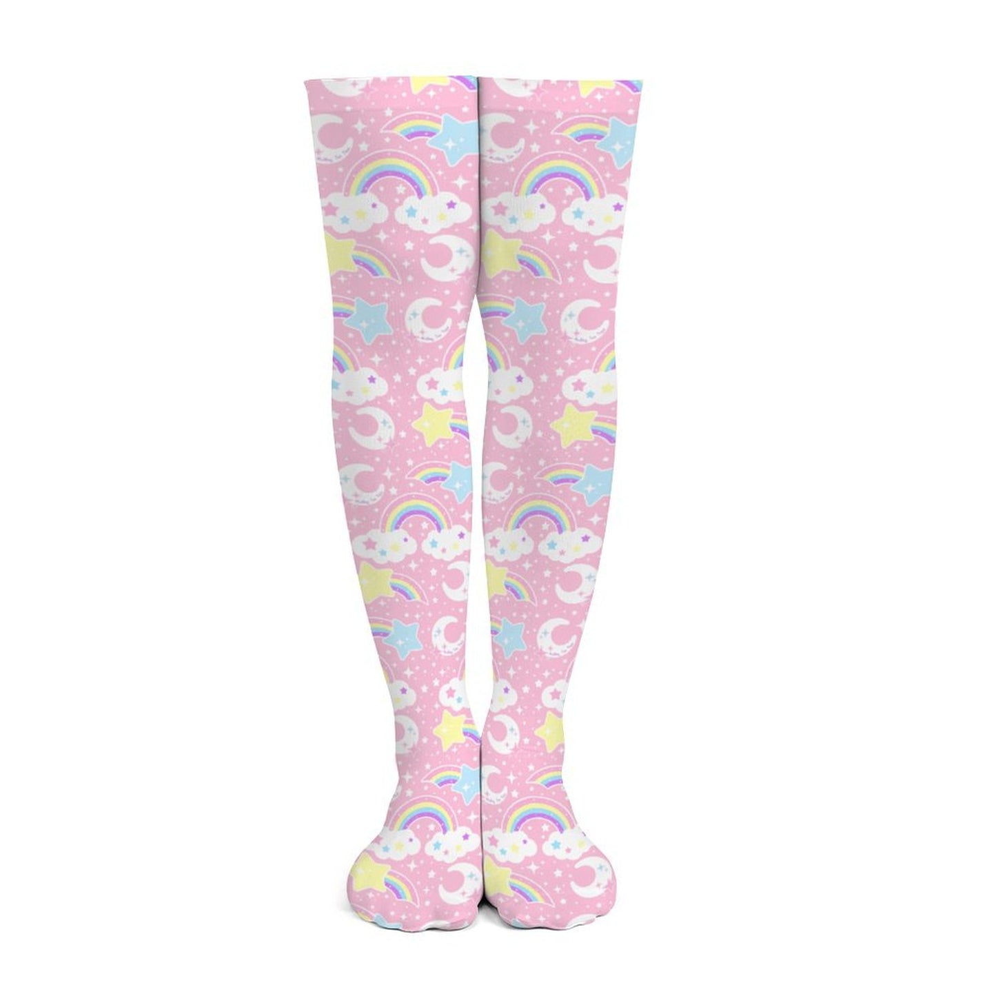 Dreamy Rainbow Over Knee Stocking Socks (Pink)