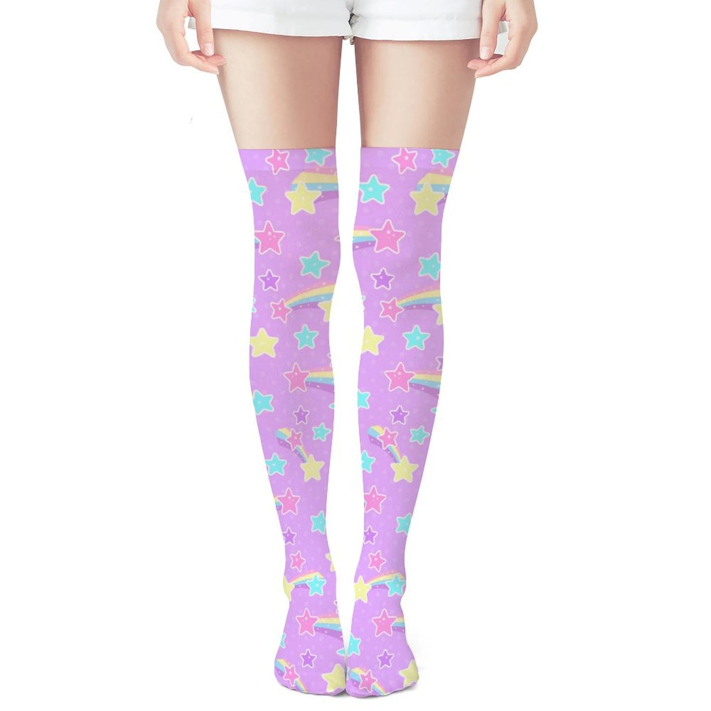 Starry Party Over Knee Stocking Socks (Purple)