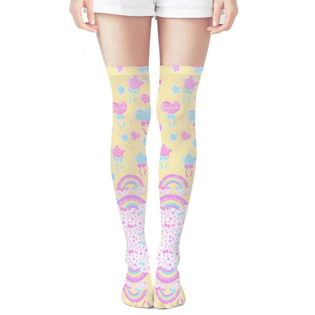 Pastel Party Over Knee Stocking Socks (Yellow)