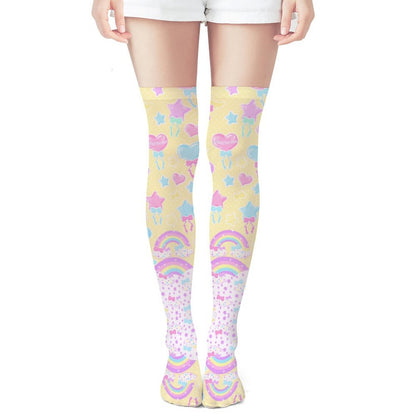 Pastel Party Over Knee Stocking Socks (Yellow)