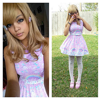 Rainbow Sweets Mini Skater Skirt (Pink)