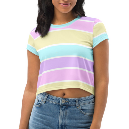 Pastel Stripes Crop Top T-Shirt