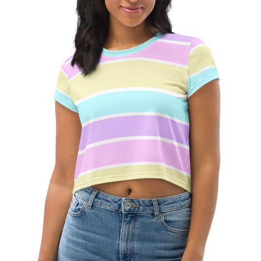 Pastel Stripes Crop Top T-Shirt