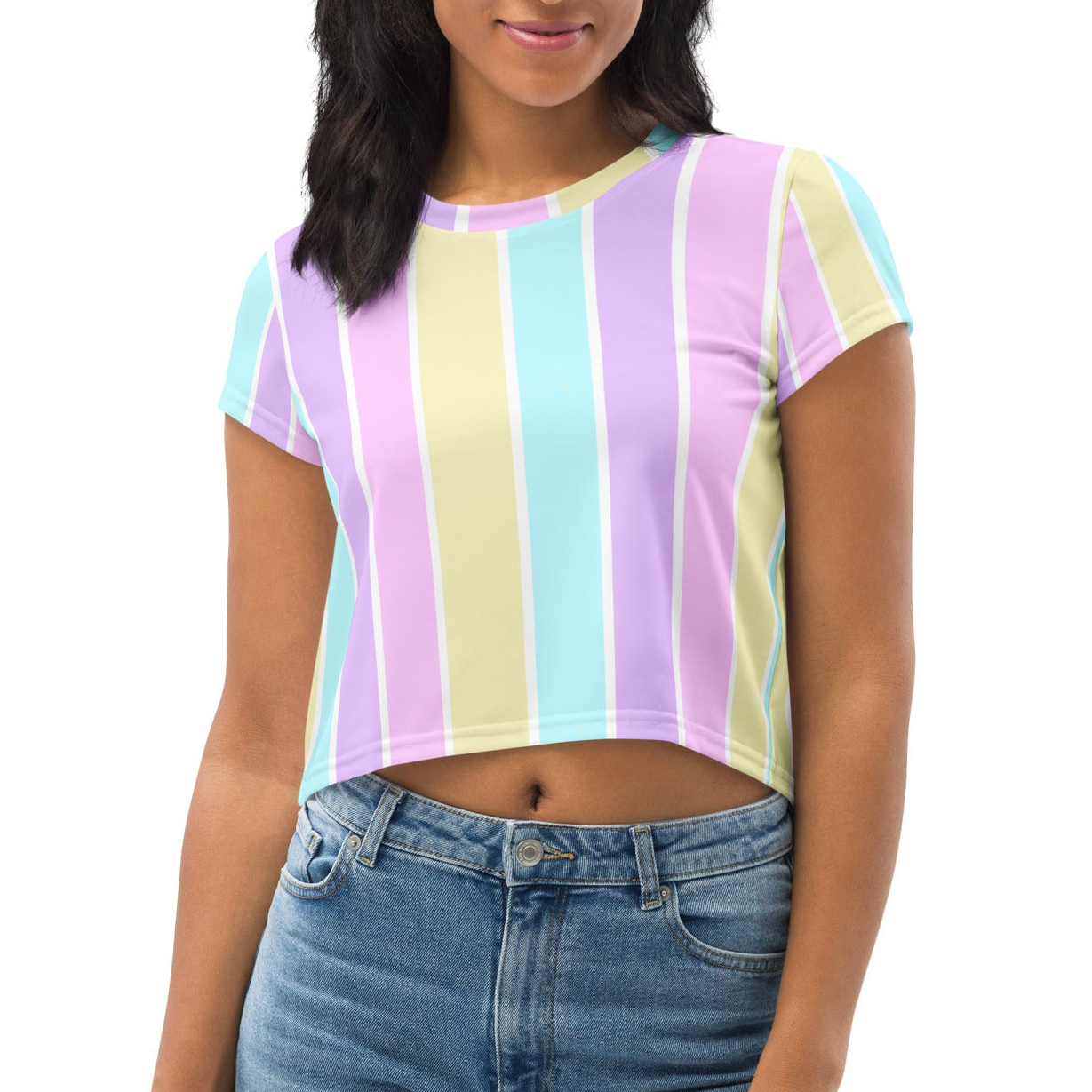 Pastel Stripes Crop Top T-Shirt