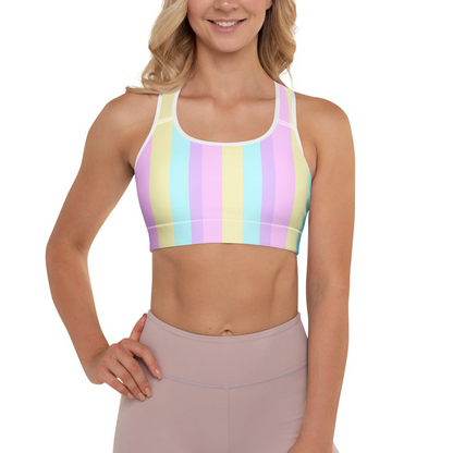 Pastel Stripes Padded Sports Bra (Color Block)