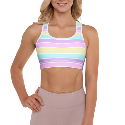 Pastel Stripes Padded Sports Bra