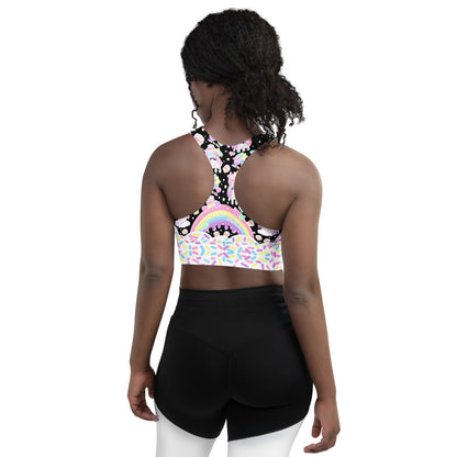 Rainbow Sweets Longline Sports Bra (Black)