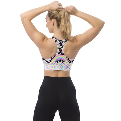 Rainbow Sweets Longline Sports Bra (Black)