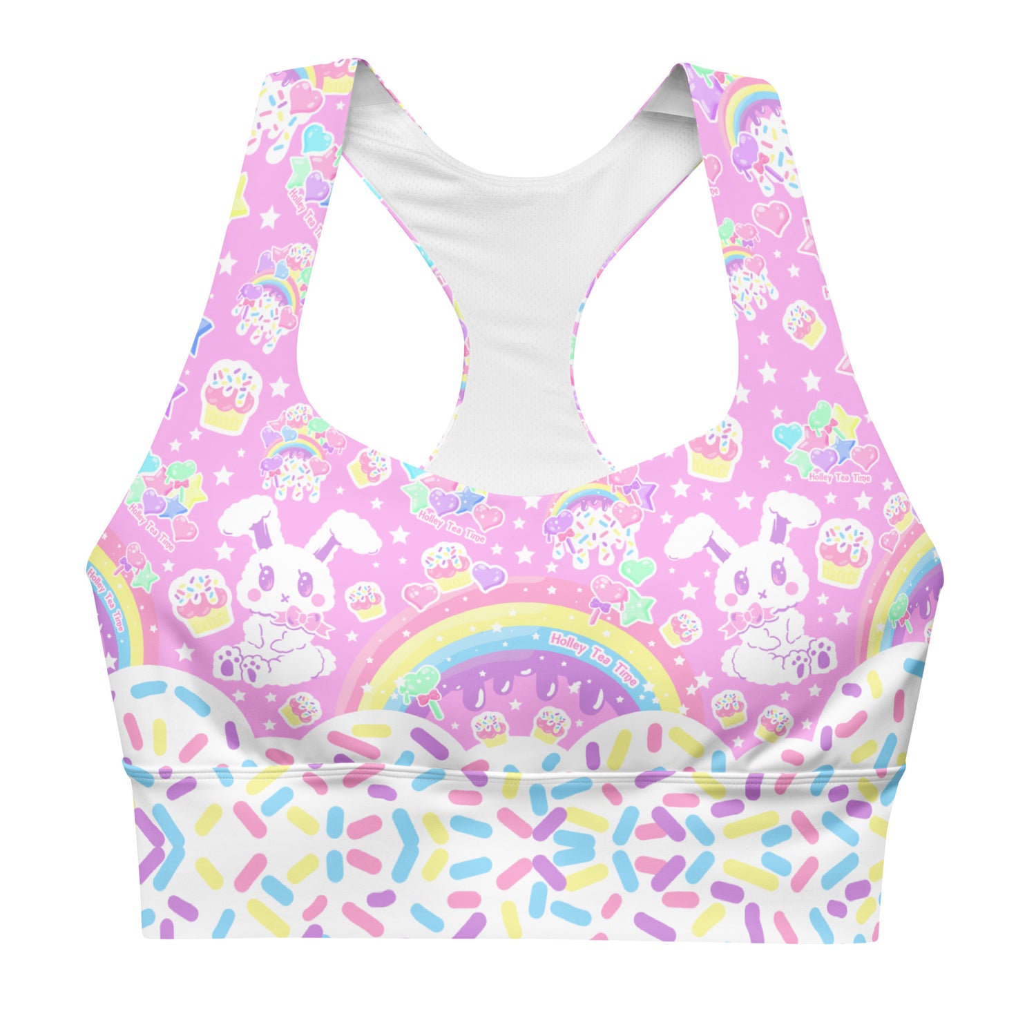 Kawaii sports bra harajuku fashion jfashion cutecore rainbow sweets candy sprinkles bunny activewear sportswear