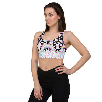 Rainbow Sweets Longline Sports Bra (Black)