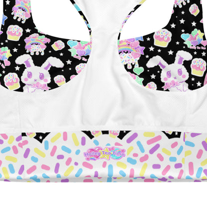 Rainbow Sweets Longline Sports Bra (Black)