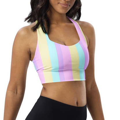 Pastel Stripes Longline Sports Bra (Color Block)
