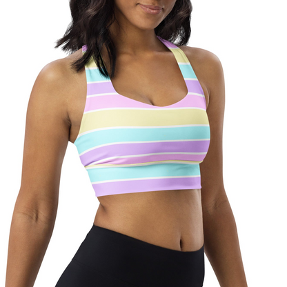 Pastel Stripes Longline Sports Bra