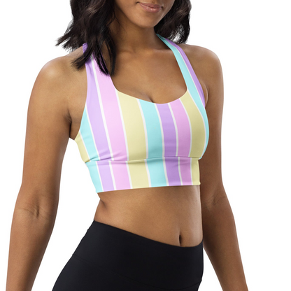 Pastel Stripes Longline Sports Bra