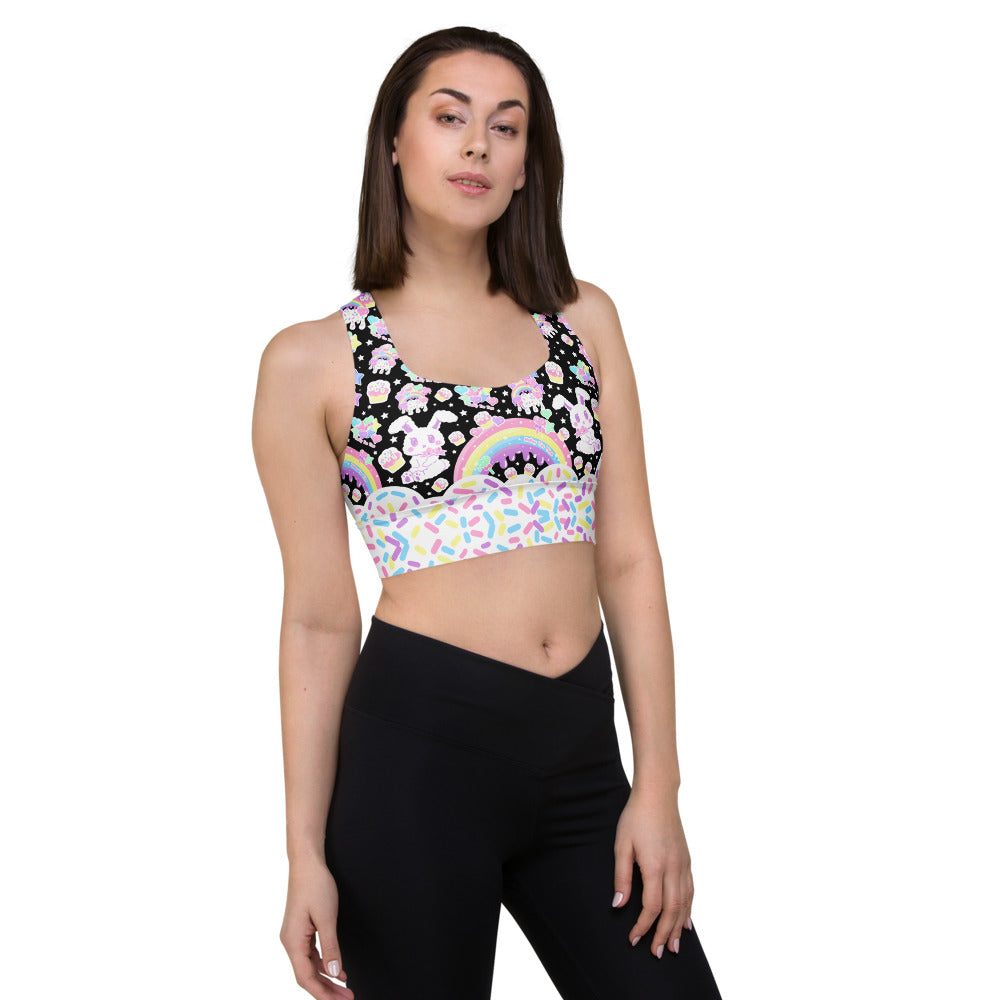 sprinkles kawaii sports bra pop kei harajuku jfashion decora kei rainbow bunny sweets candy cupcake active wear