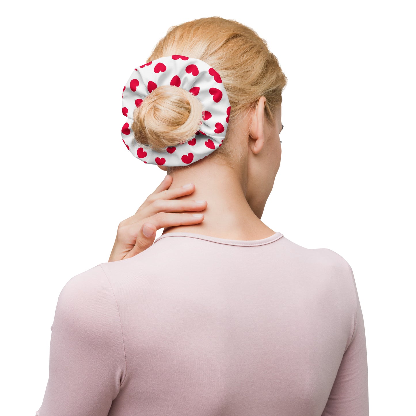 Sweet Love Hearts Scrunchie (Red x White)