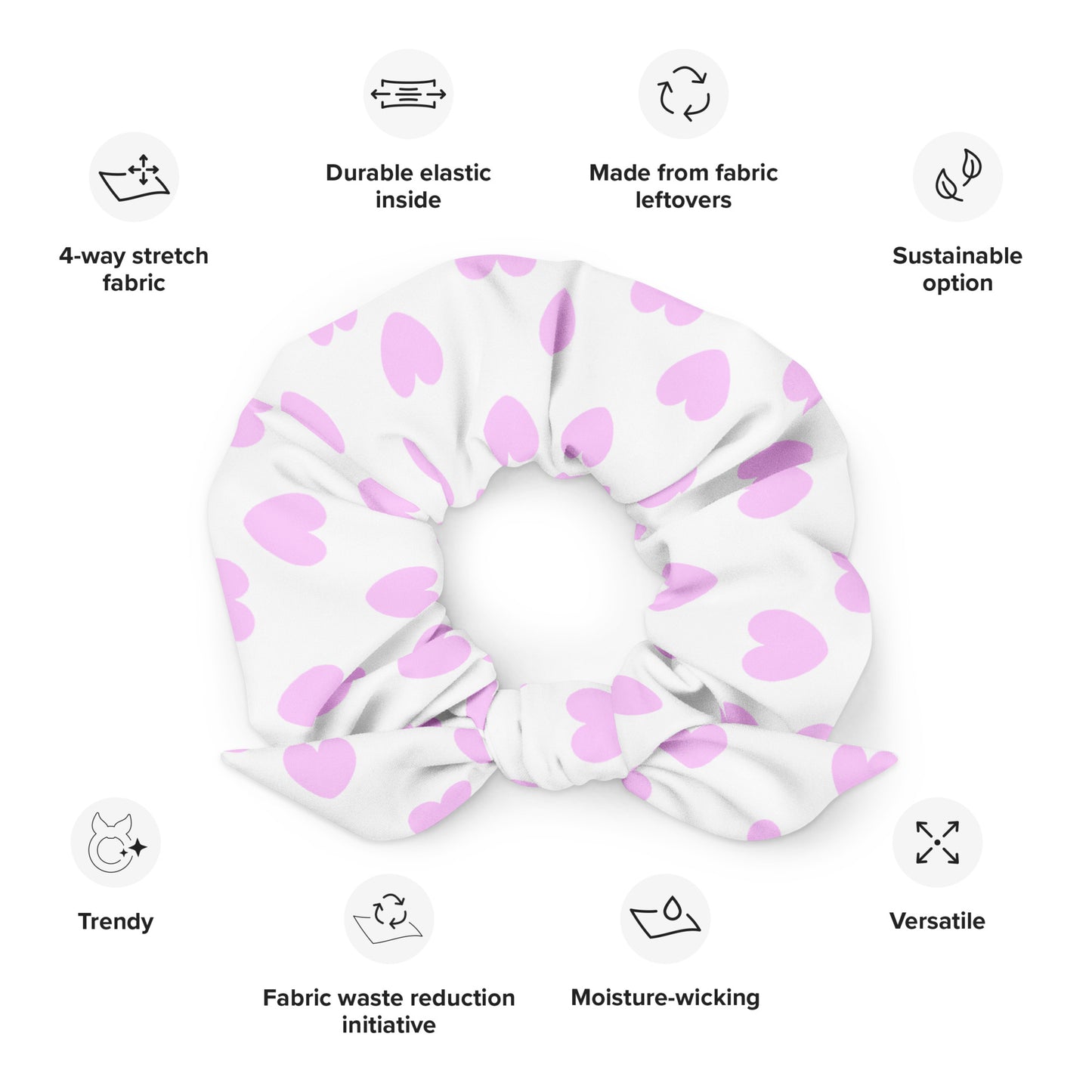 Sweet Love Hearts Scrunchie (Pink x White)