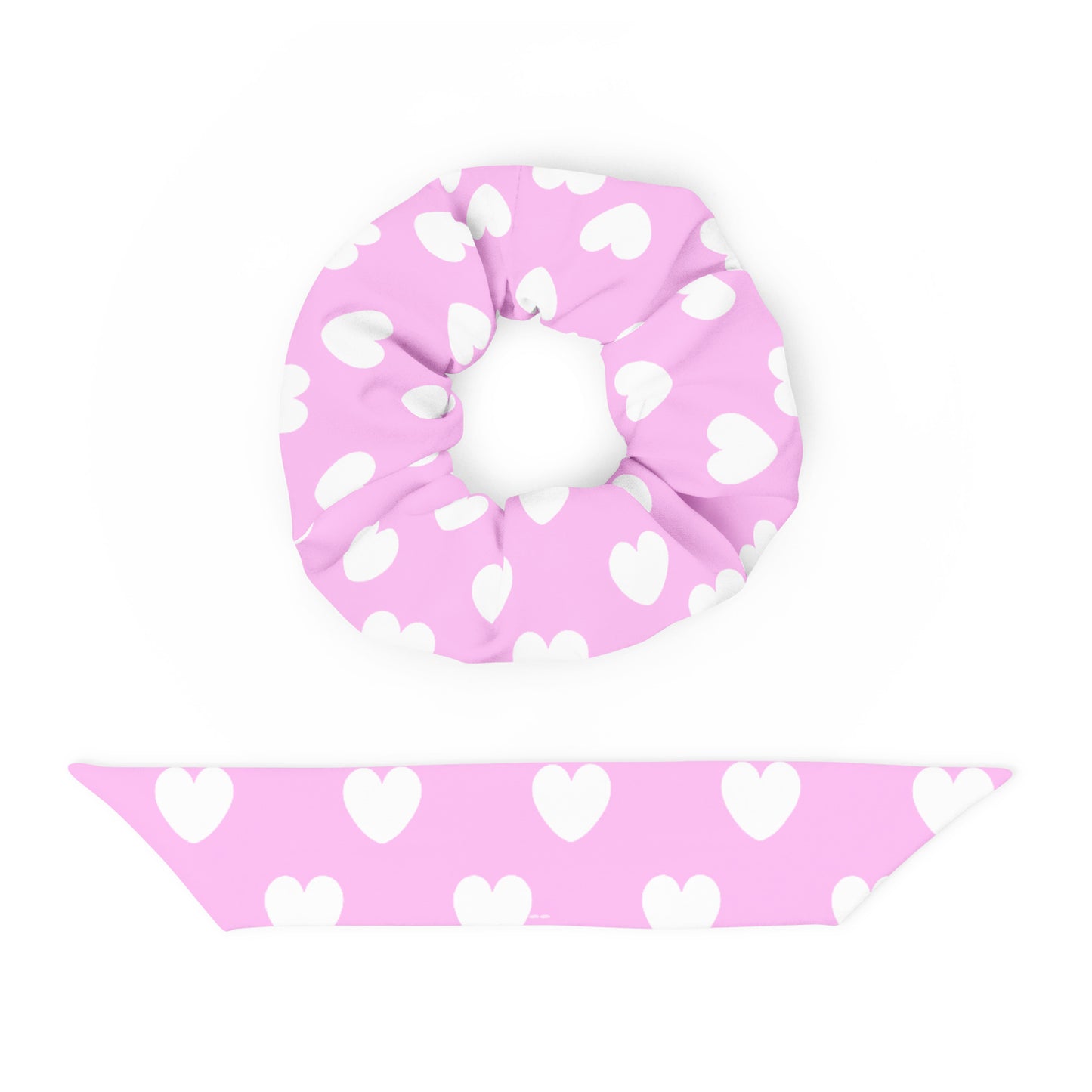 Sweet Love Hearts Scrunchie (White x Pink)