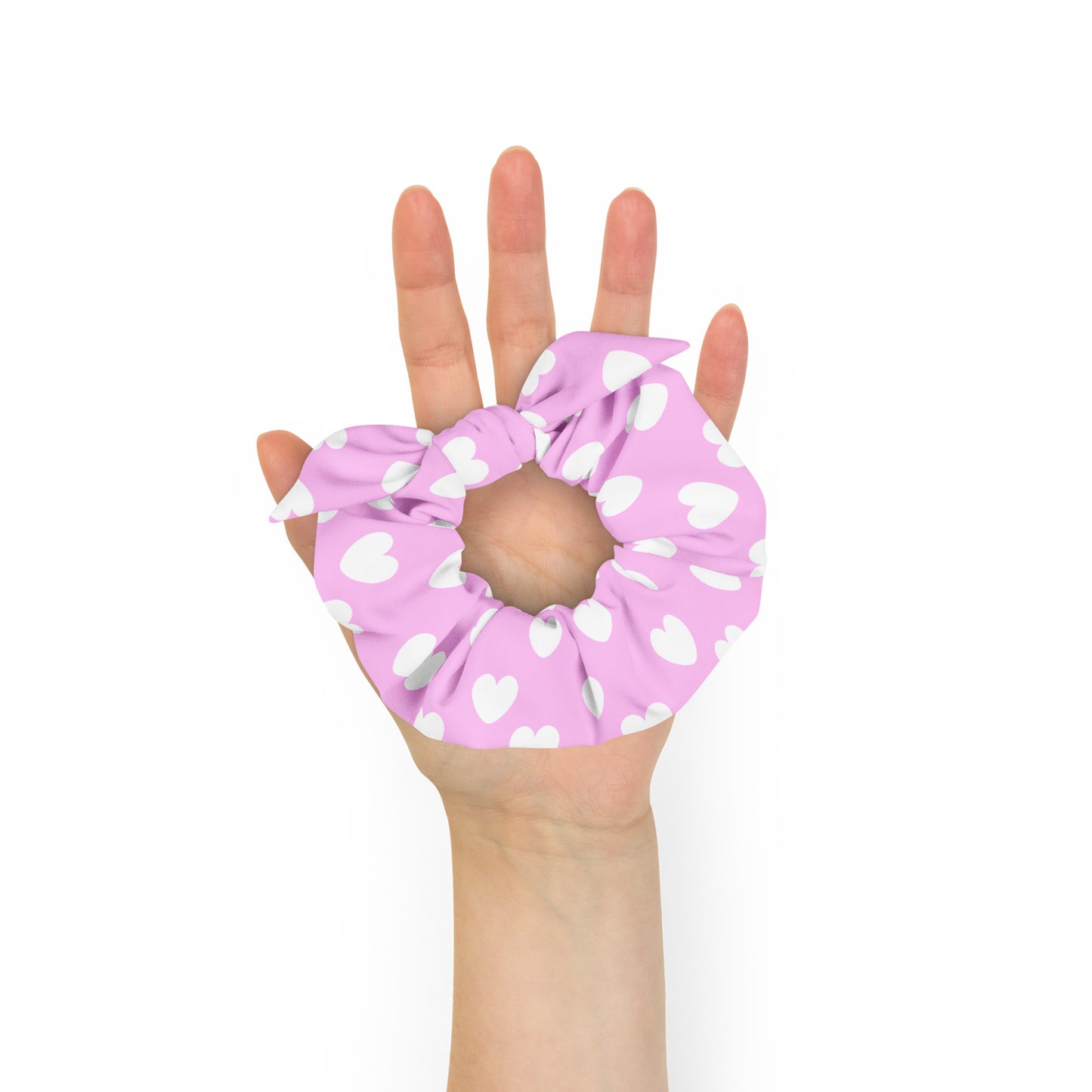 Sweet Love Hearts Scrunchie (White x Pink)