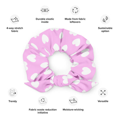 Sweet Love Hearts Scrunchie (White x Pink)